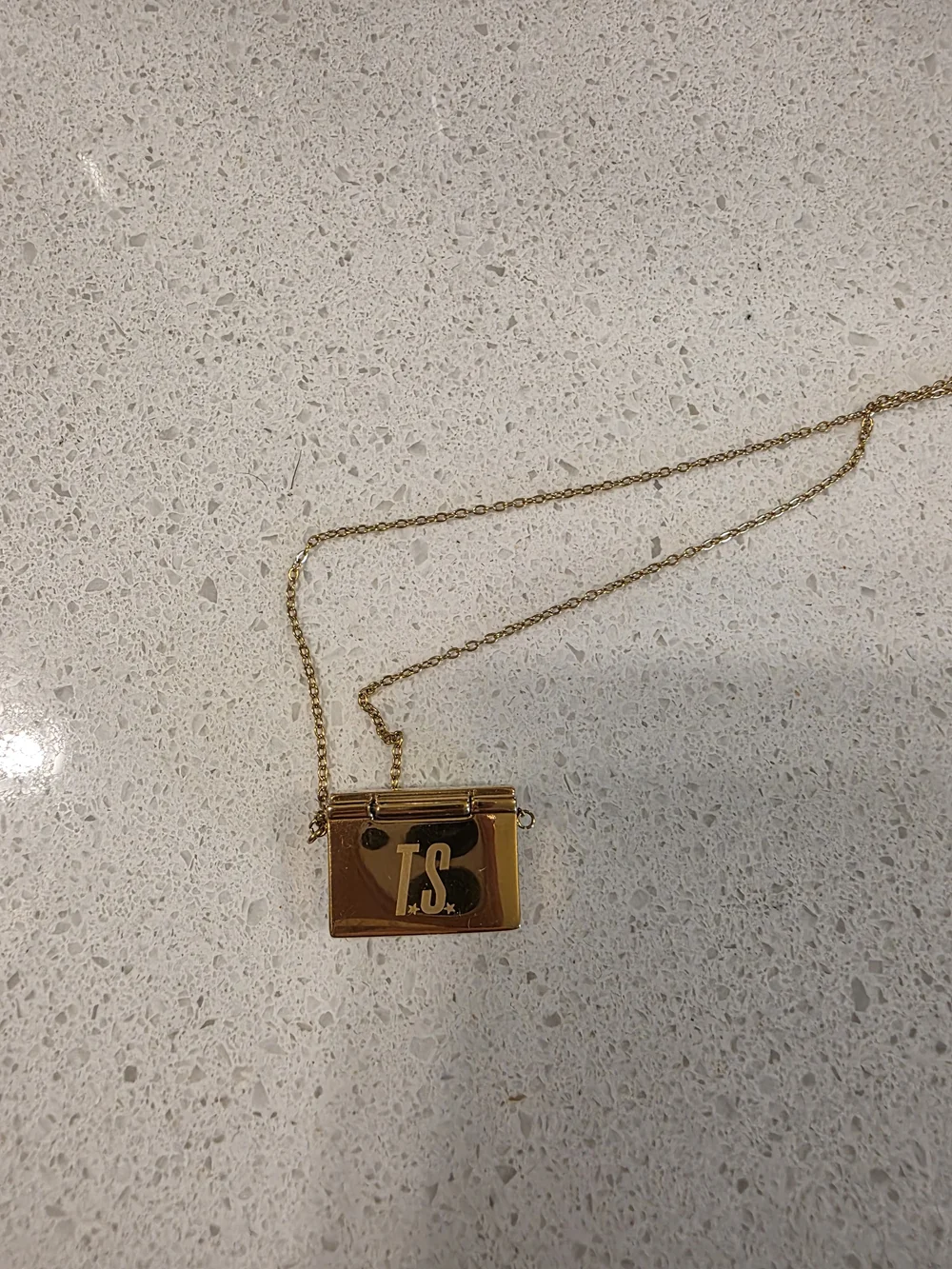 Taylor Swift Gold Envelope Pendant Necklace with Amber Gem - Picture 2 of 2